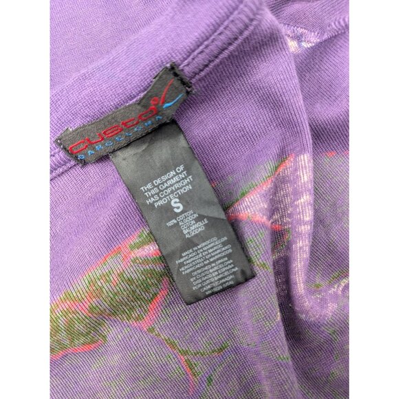 Custo Barcelona Floral Tunic Top Women Size S Asymmetrical Neck Artsy Y2K Retro - Picture 8 of 9